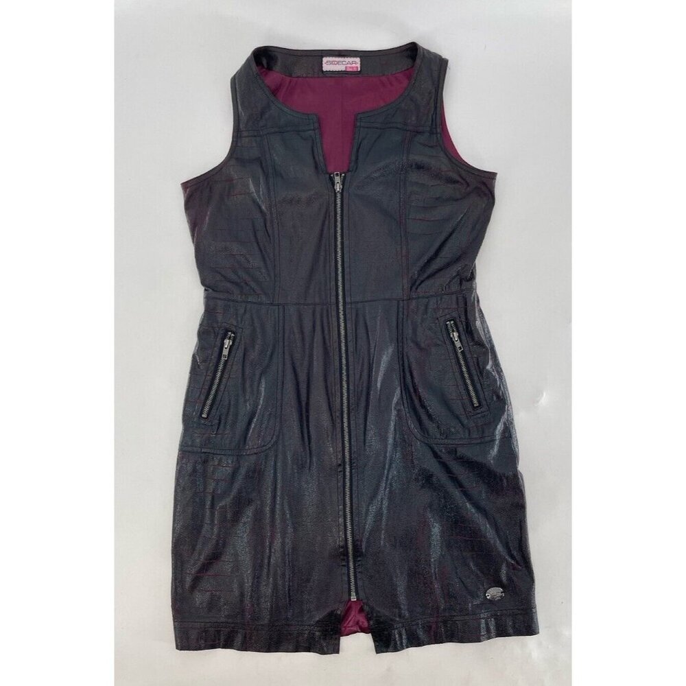 Sidecar Women’s Faux Thin Leather Goth Punk Witchy Exposed Zipper Dress‎ Sz M